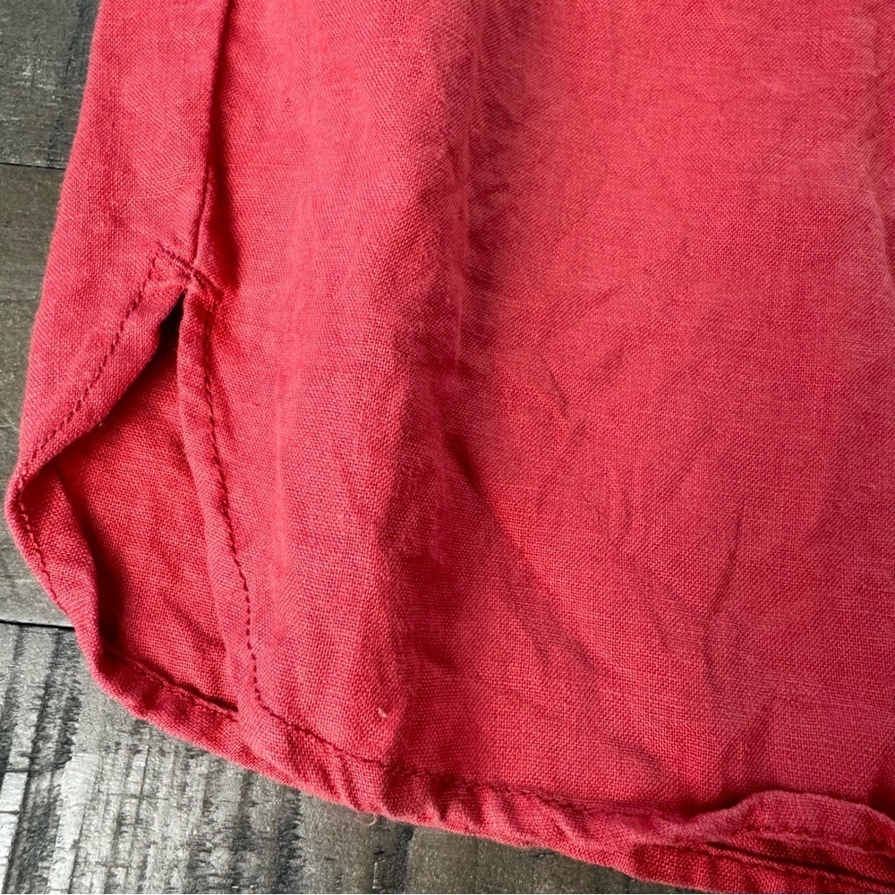 Willi Smith Coral 100% Linen Skirt Size Large Pockets Drawstring Waist - Picture 2 of 9